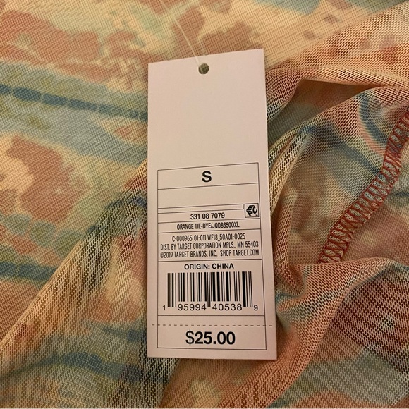 Wild Fable Small Mesh Long Sleeve Button Up Orange Tie-Dye Dress - Picture 5 of 13